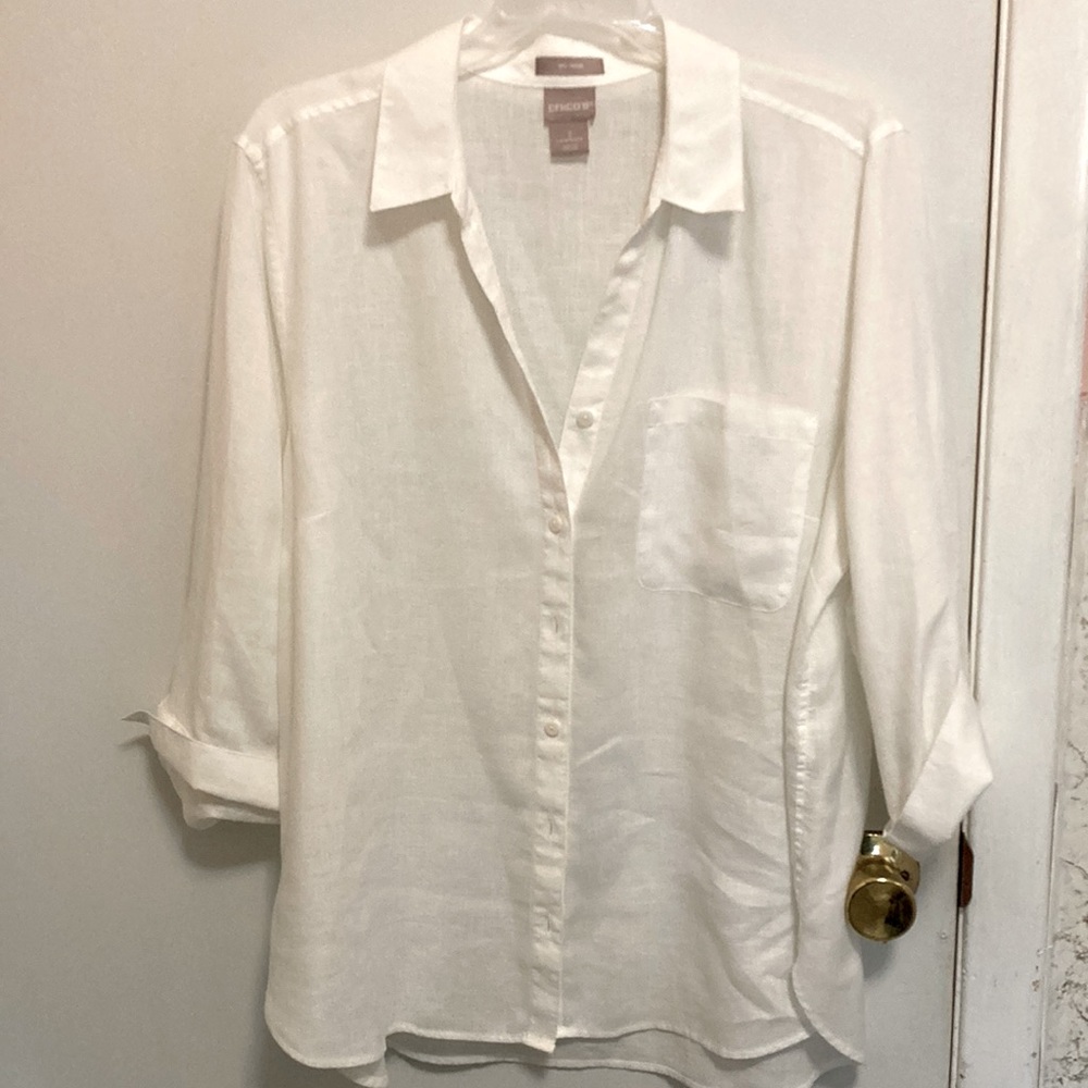 Chico’s women’s collared 100 % linen tunic